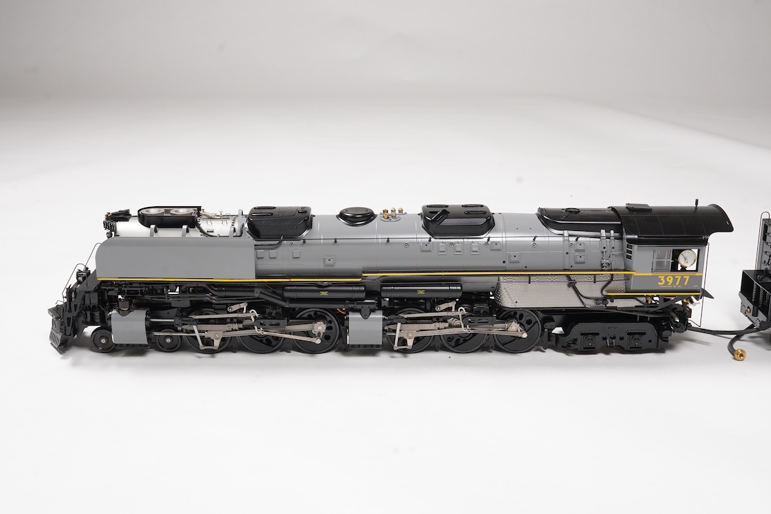 A Gauge One Aster Hobbies live steam Union Pacific Challenger 4-6-6-4 tender locomotive, 3977, the factory ‘Built Up’ version, spirit fired working four cylinder motion, with assembly instructions, operating instructions